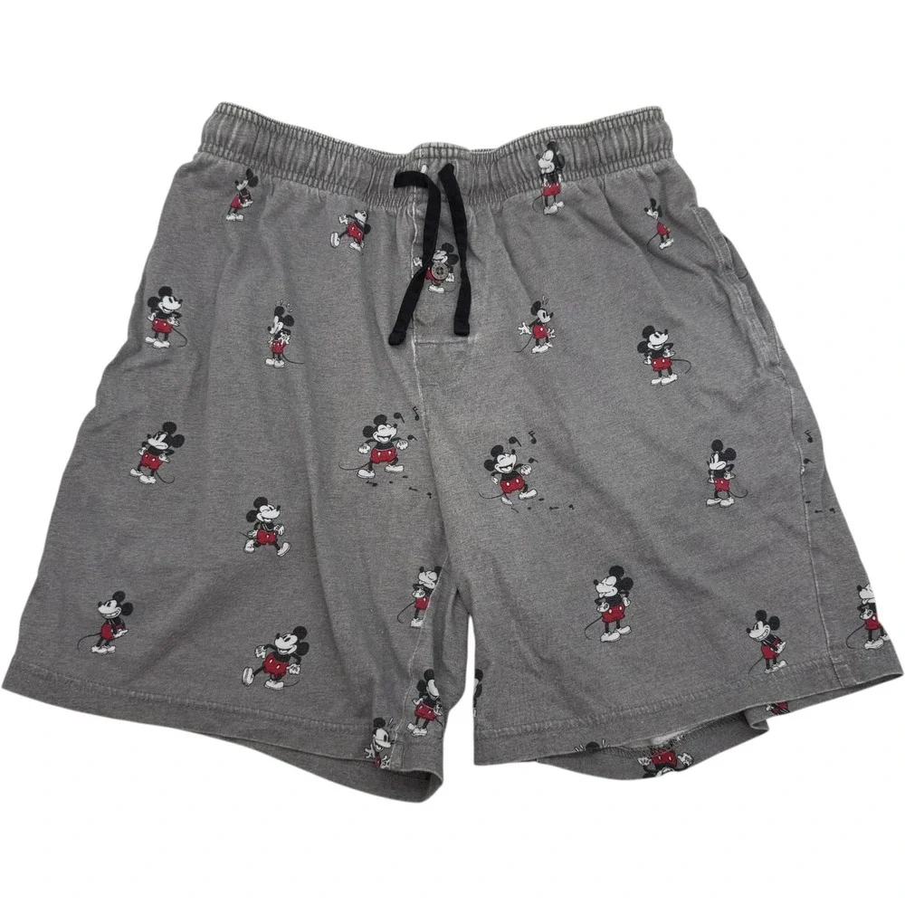 Disney Mickey‎ Mouse Lounge Shorts Gray All Over Print Sleepwear Youth Medium